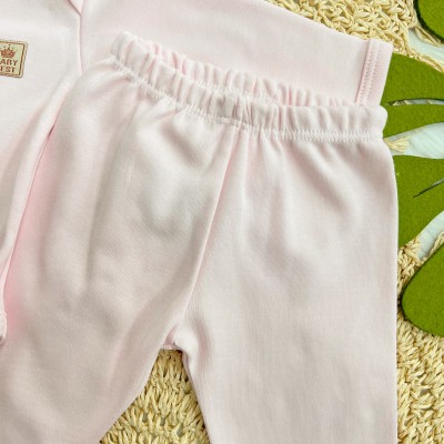 Conj. Body e Calça 100% Algodão Egípcio com Proteção UV50+ - Rosa Bebê